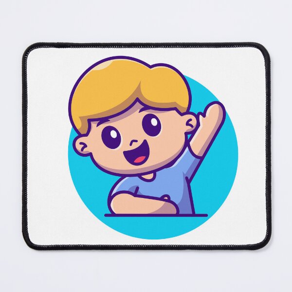 Item preview, "Eager Learner: Cute Boy Raise Hand Cartoon Vector Icon" designed and sold by hjian8219.