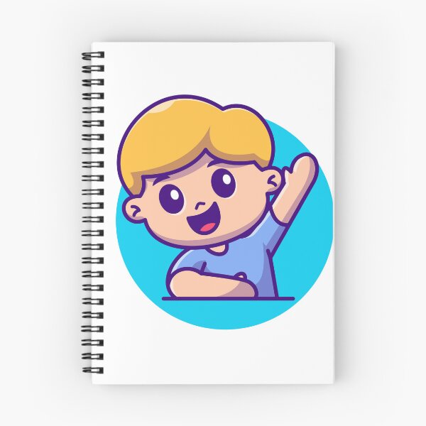 Item preview, "Eager Learner: Cute Boy Raise Hand Cartoon Vector Icon" designed and sold by hjian8219.