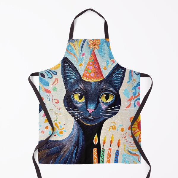 Item preview, Black Cat with Birthday Cake and Party Hat in Colourful Painted Style designed and sold by OddCorro.