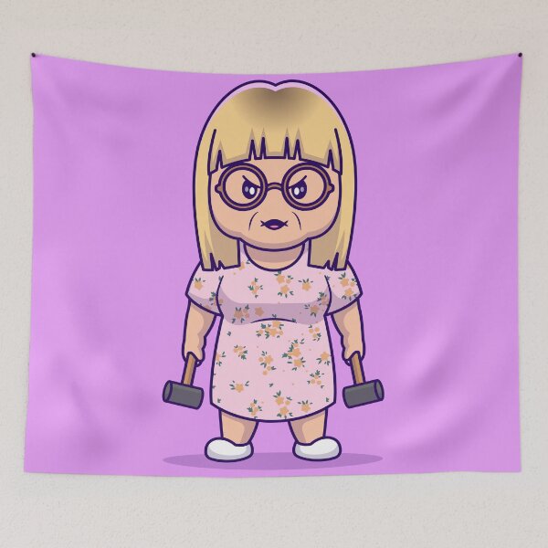 Item preview, Fierce DIY Enthusiast: Cute Woman Holding Hammer Cartoon Vector Icon" designed and sold by hjian8219.