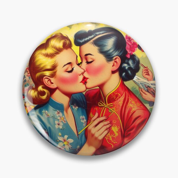 Item preview, Retro Kissing Girls designed and sold by PulpVintage.