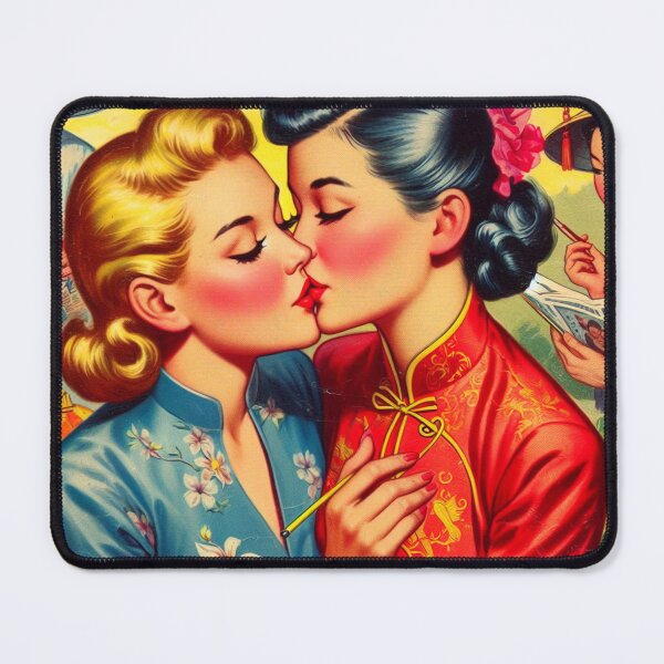 Item preview, Retro Kissing Girls designed and sold by PulpVintage.