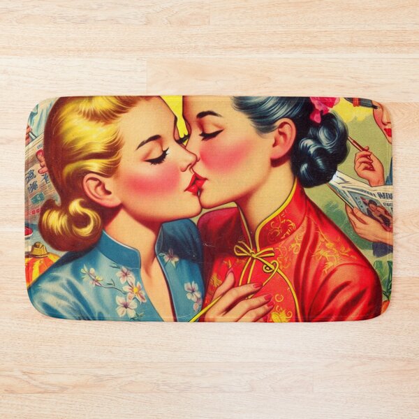 Item preview, Retro Kissing Girls designed and sold by PulpVintage.