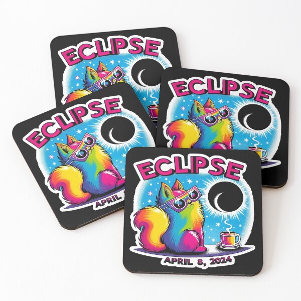 Item preview, Rainbow Cat Total Solar Eclipse April 8, 2024 designed and sold by CoffeeIsATrip.