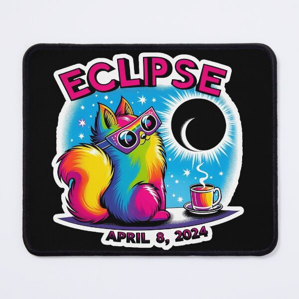 Item preview, Rainbow Cat Total Solar Eclipse April 8, 2024 designed and sold by CoffeeIsATrip.