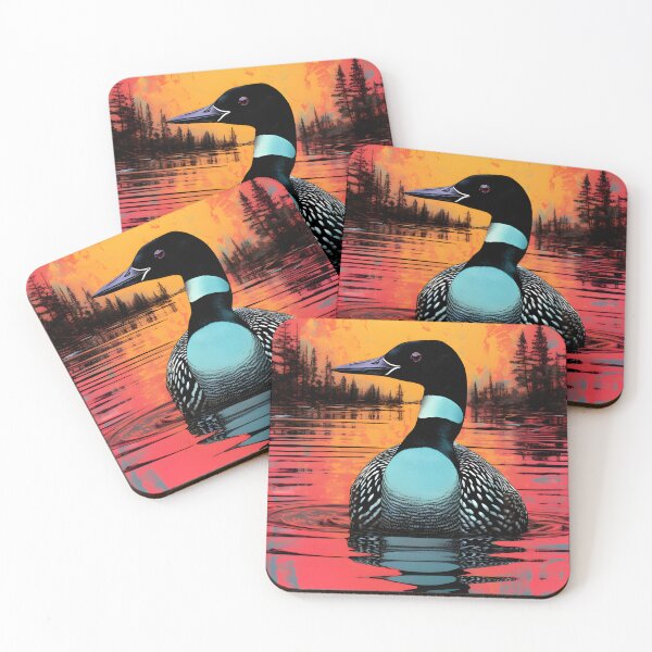 Item preview, common loon portraits art. animal colorful. Animal throw pillow.  designed and sold by formform.