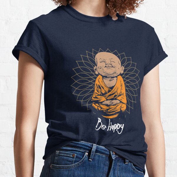 Vista previa del artículo con la obra «Camiseta Be Happy Little Buddha: linda camiseta divertida con buenas vibraciones y positividad de Buda», diseñado y vendido por ChillingNation.