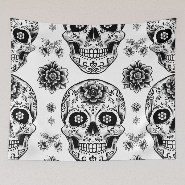Item preview, Sugar skulls seamless background canvas pattern designed and sold by dcrc.