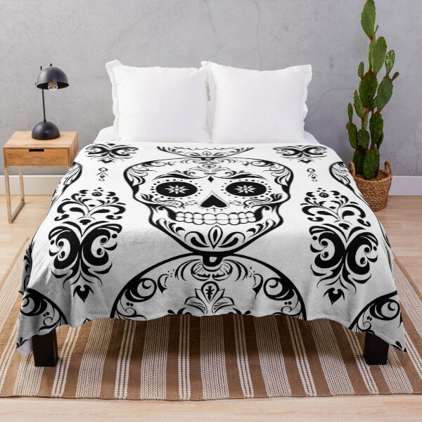 Item preview, Sugar skulls seamless background canvas pattern designed and sold by dcrc.