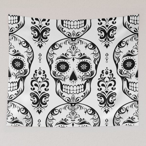 Item preview, Sugar skulls seamless background canvas pattern designed and sold by dcrc.