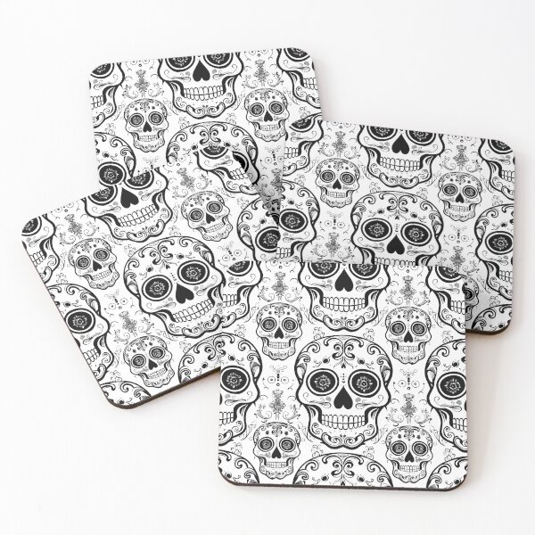 Item preview, sugar skulls seamless background canvas pattern designed and sold by dcrc.