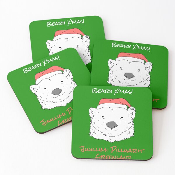 Item preview, Cartoon Polar Bear Wearing Santa Hat - Merry Christmas In Greenland Juullimi Pilluarit  designed and sold by GraTEEtude.