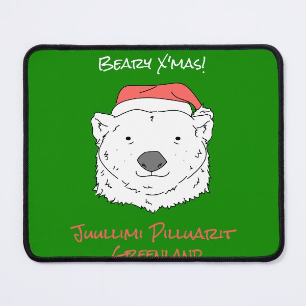 Item preview, Cartoon Polar Bear Wearing Santa Hat - Merry Christmas In Greenland Juullimi Pilluarit  designed and sold by GraTEEtude.