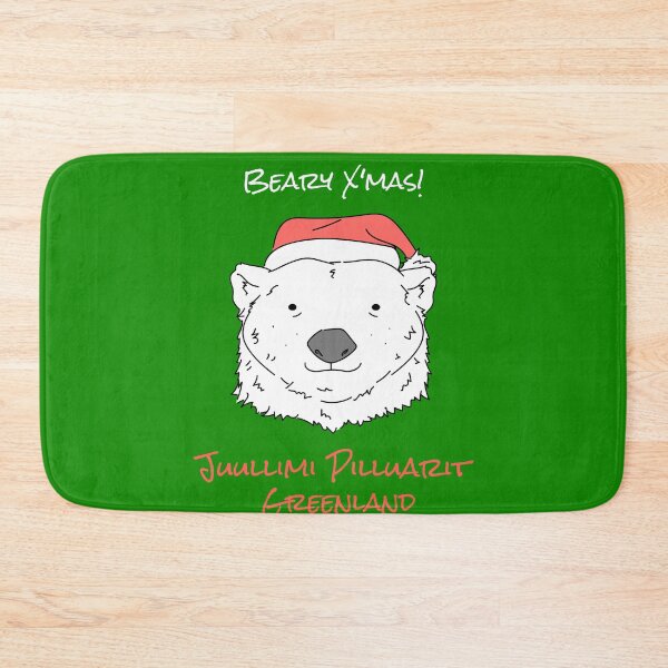 Item preview, Cartoon Polar Bear Wearing Santa Hat - Merry Christmas In Greenland Juullimi Pilluarit  designed and sold by GraTEEtude.