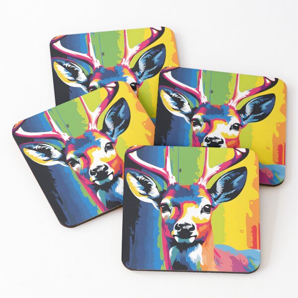Item preview, white tailed deer portraits art. animal colorful. Animal throw pillow.  designed and sold by formform.