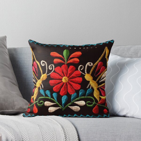 Butterflies and a Red Flower Throw Pillow