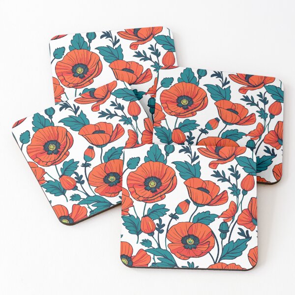 Item preview, Stylish poppy flower pattern decoration designed and sold by clon-dot-net.