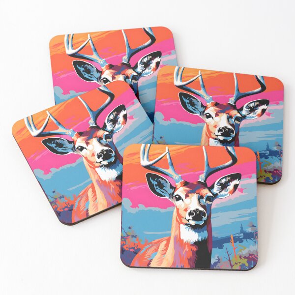 Item preview, Copy of white tailed deer portraits art. animal colorful. Animal throw pillow.  designed and sold by formform.