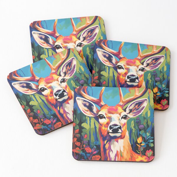 Item preview, white tailed deer portraits art. animal colorful. Animal throw pillow.  designed and sold by formform.