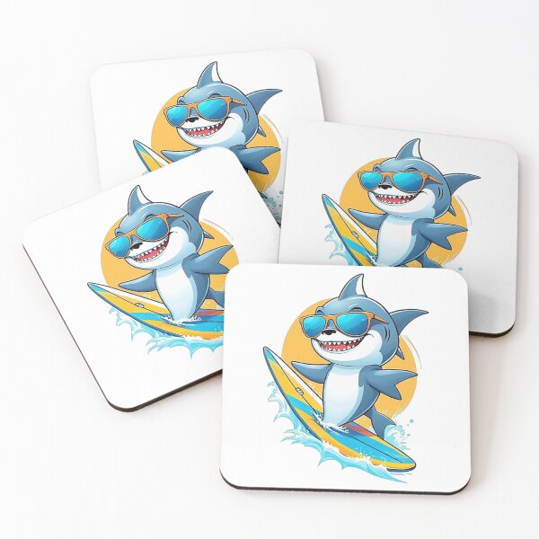 Item preview, happy shark surfer designed and sold by likbatonboot.