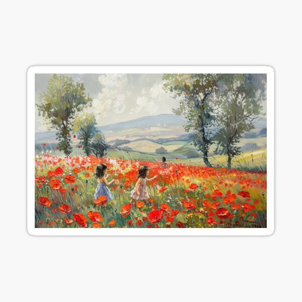 Vista previa del artículo con la obra «Brillante jardín de flores de amapola», diseñado y vendido por ErdmanBerge.