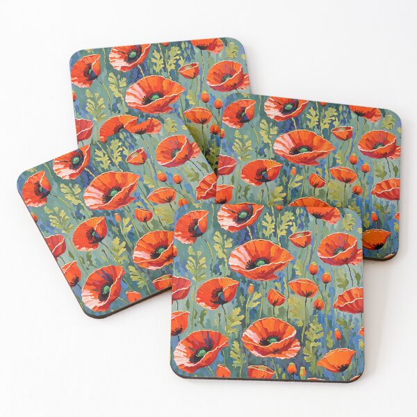 Item preview, Patrón de diseño de flor de amapola vibrante impresionista designed and sold by clon-dot-net.