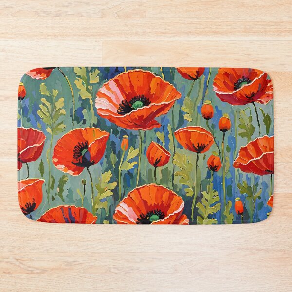 Item preview, Impressionist vibrant poppy flower design pattern designed and sold by clon-dot-net.