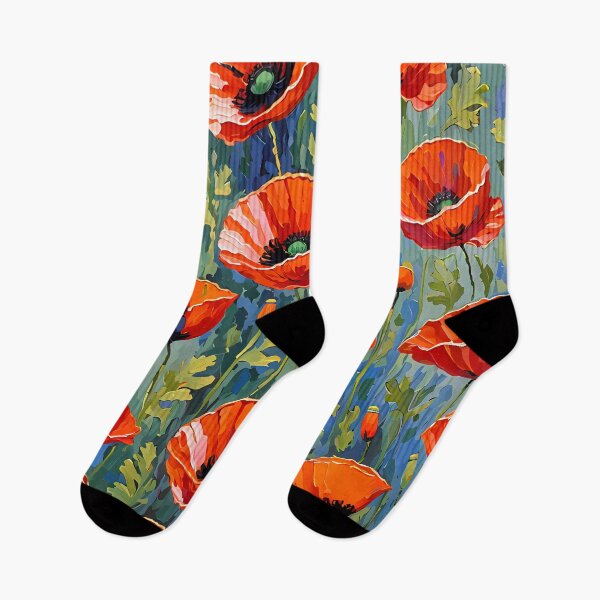 Item preview, Impressionist vibrant poppy flower design pattern designed and sold by clon-dot-net.
