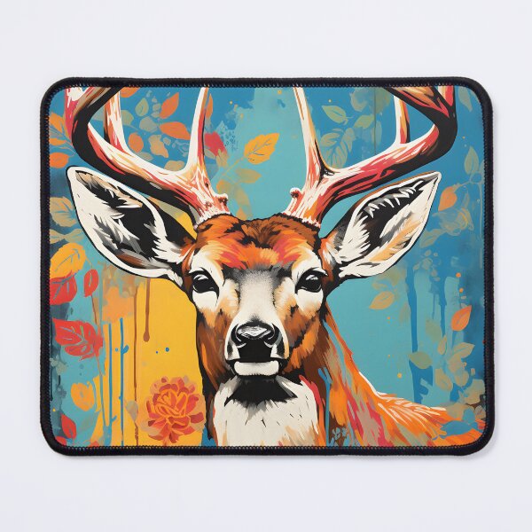 Item preview, white tailed deer portraits art. animal colorful. Animal throw pillow.  designed and sold by formform.