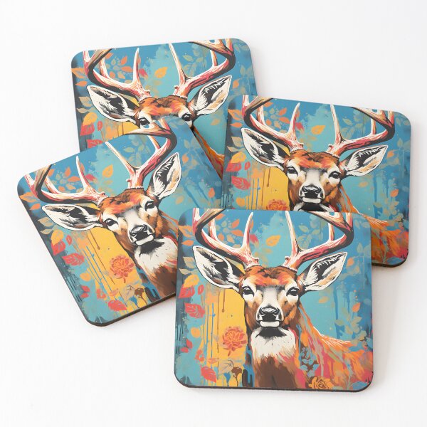 Item preview, white tailed deer portraits art. animal colorful. Animal throw pillow.  designed and sold by formform.