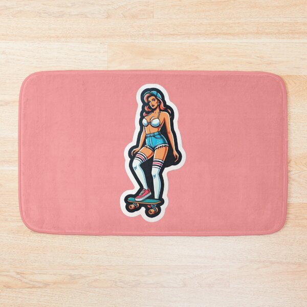 Item preview, Skater Girl in Bikini Top and Denim Shorts designed and sold by PinUpPizzazz.