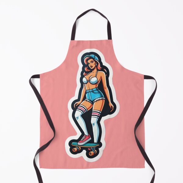 Item preview, Skater Girl in Bikini Top and Denim Shorts designed and sold by PinUpPizzazz.