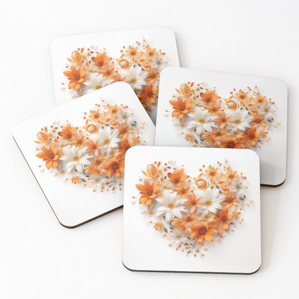 Item preview, Heart of flowers in orange and white. designed and sold by ArtbyJanineTate.