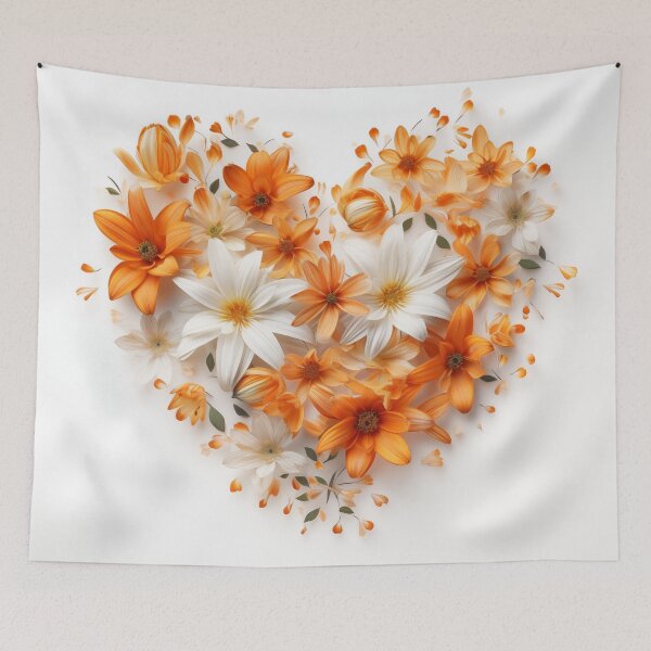 Item preview, Heart of flowers in orange and white. designed and sold by ArtbyJanineTate.