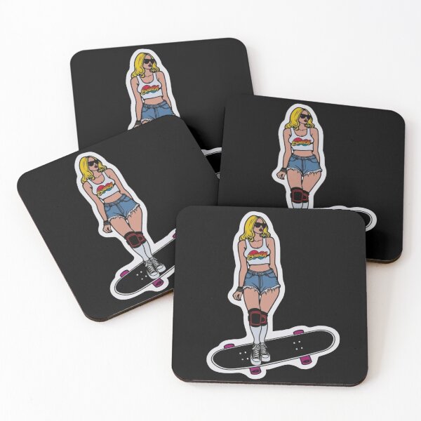 Item preview, Woman in Denim Daisy Dukes and Skateboard designed and sold by PinUpPizzazz.