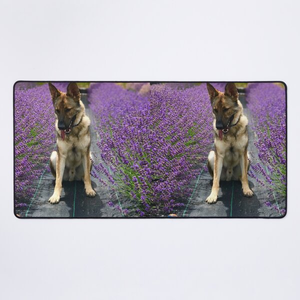 Item preview, German Shepherd Dog with Purple Flowers designed and sold by VanGaldo.