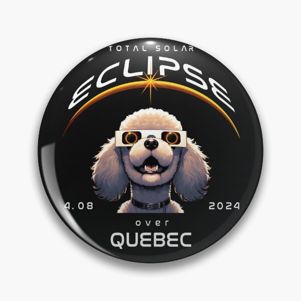 Artikelvorschau, Totale Sonnenfinsternis über Quebec, Kanada, ein Pudelhund mit Sonnenbrille blickt auf die totale Sonnenfinsternis, Tierfinsternis beobachtend, Pawty entworfen und verkauft von jeyel7.