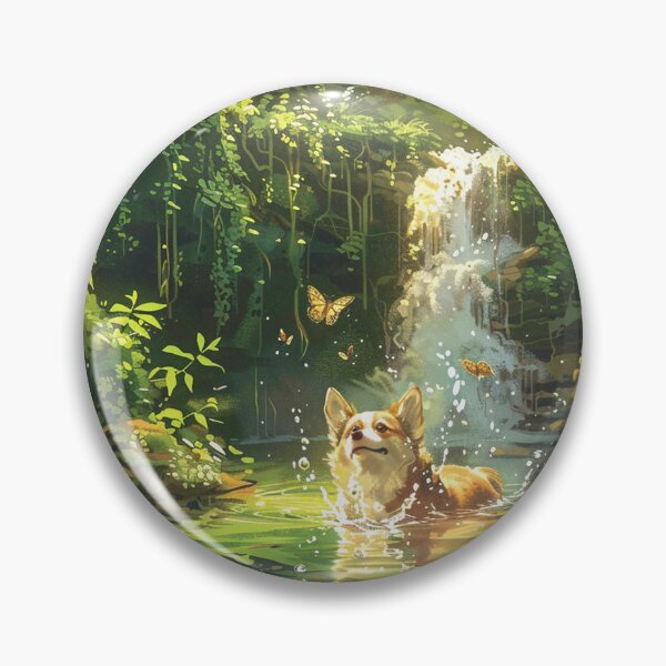 Item preview, Corgi dog swims in the pond designed and sold by CorgiCuddle.