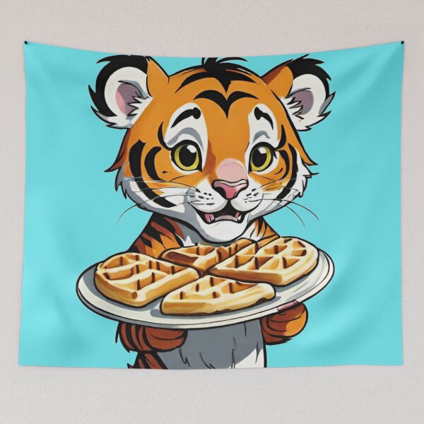 Item preview, baby tiger holding waffle  designed and sold by Chantel Fourie.