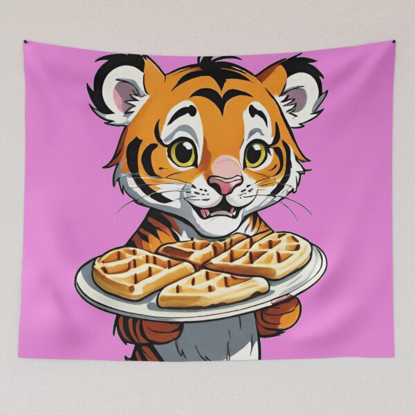 Item preview, baby tiger holding waffle  designed and sold by Chantel Fourie.