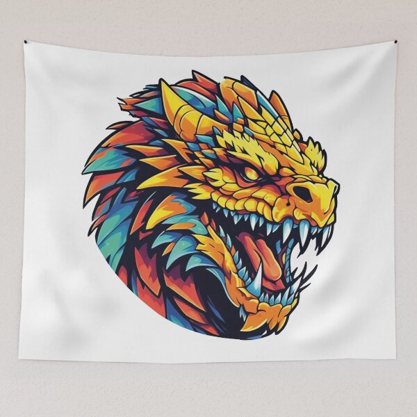 Item preview, Luminous Dragon Head: A colorful masterpiece designed and sold by Ink-Kreativ.
