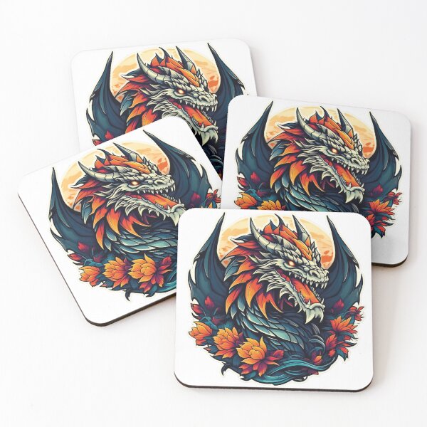 Item preview, Mystical Dragon: Flowers and Moonlight designed and sold by Ink-Kreativ.