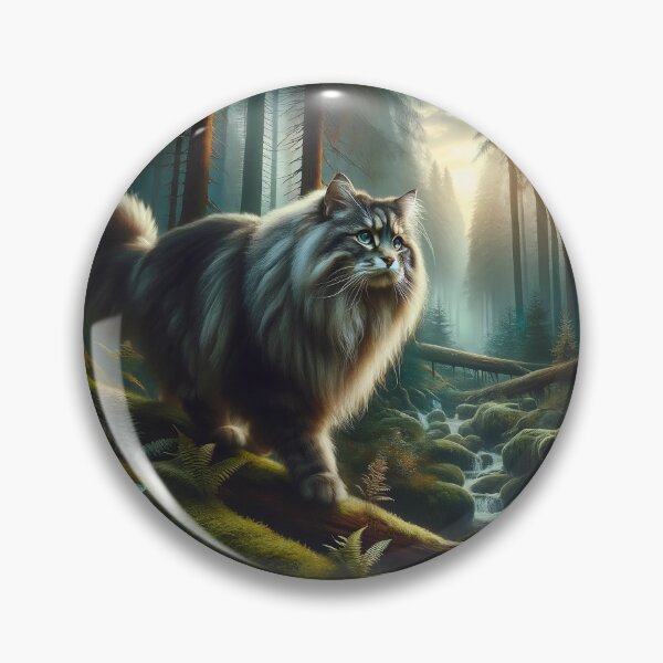 Item preview, Forest Mystery: The Norwegian Forest Cat in its Enchanted Realm designed and sold by ArtemioVisions.