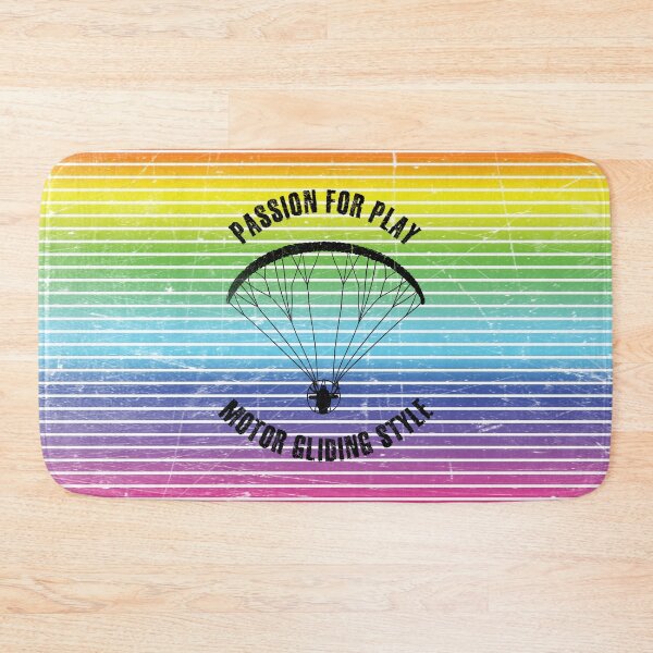 Item preview, Black silhouette of a man flying a paraglider against the background of rainbow stripes designed and sold by HarridanCreates.