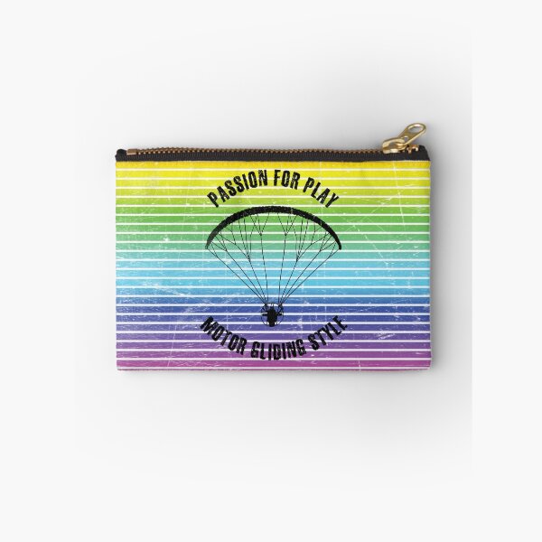 Item preview, Black silhouette of a man flying a paraglider against the background of rainbow stripes designed and sold by HarridanCreates.