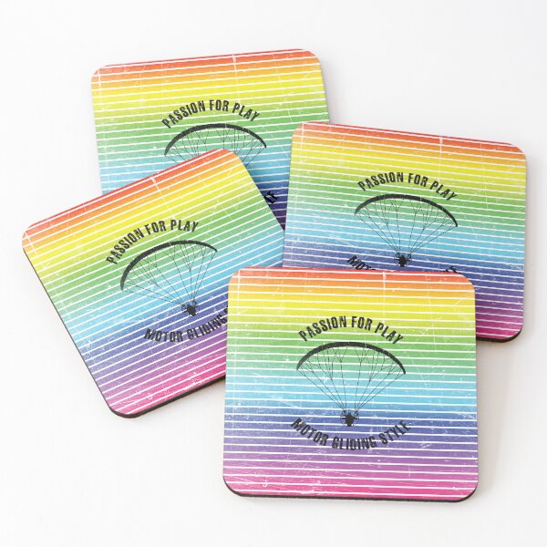 Item preview, Black silhouette of a man flying a paraglider against the background of rainbow stripes designed and sold by HarridanCreates.