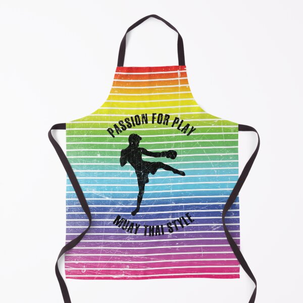 Artikelvorschau, Schwarze Silhouette eines Mannes, der Muay Thai vor dem Hintergrund von Regenbogenstreifen trainiert entworfen und verkauft von HarridanCreates.