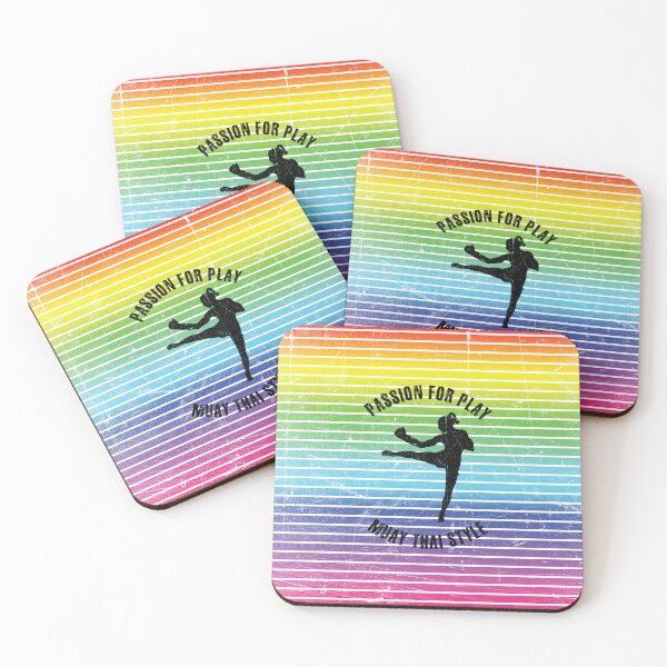Artikelvorschau, Schwarze Silhouette einer Frau, die Muay Thai vor dem Hintergrund von Regenbogenstreifen trainiert entworfen und verkauft von HarridanCreates.