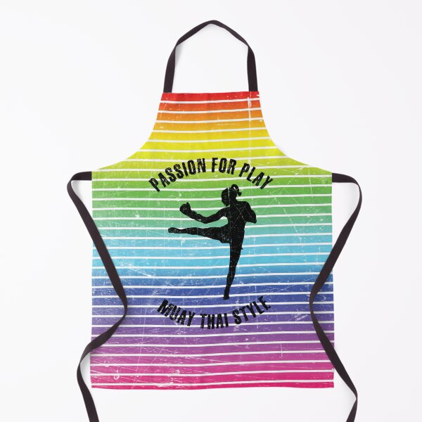 Artikelvorschau, Schwarze Silhouette einer Frau, die Muay Thai vor dem Hintergrund von Regenbogenstreifen trainiert entworfen und verkauft von HarridanCreates.