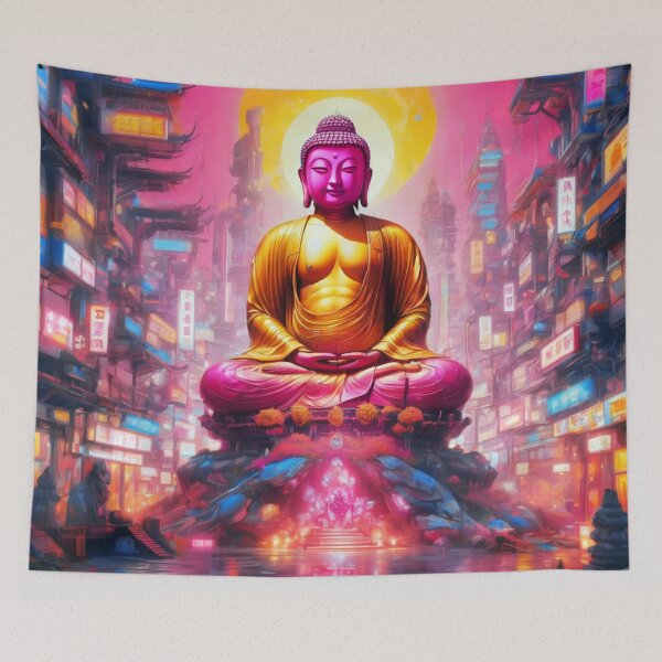 Item preview, Techno Neon Futuristic Sythnwave Buddha designed and sold by Bunmigraphics .